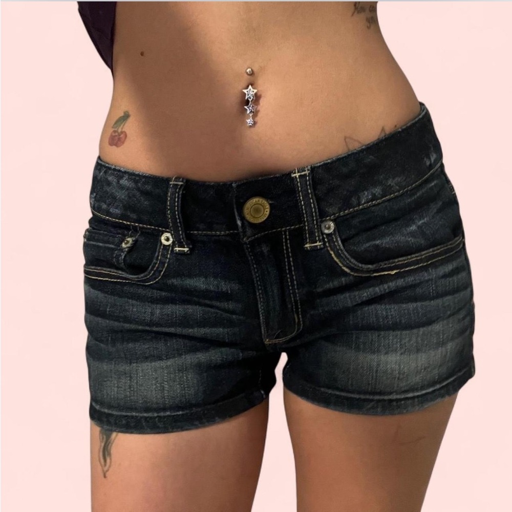 Vintage American Eagle Outfitters Dark Blue low rise denim Jean shorty Shorts